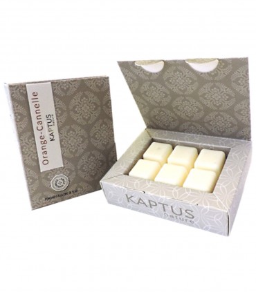 Cubetti di cera di soia al profumo di cannella e arancia. Collezione Eleganza