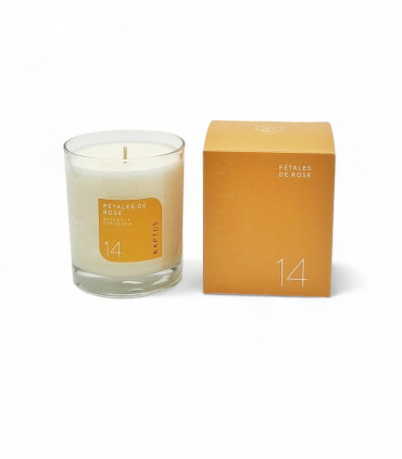 Candela in cera di soia Petali di rosa. Collezione Contemporanea