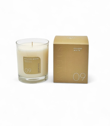 Candela in cera di soia Poudre White. Collezione Contemporanea