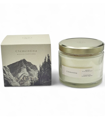 Candela in cera di soia Clementina. Collezione d'oro