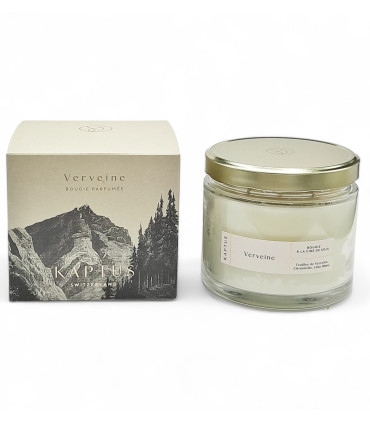 Candela in cera di soia Verbena. Collezione d'oro