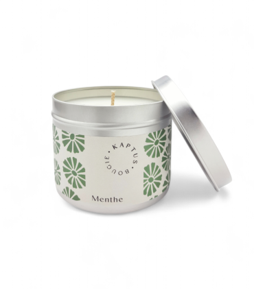 Candela in cera di soia Menta. Collezione Mosaico