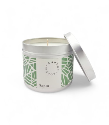 Candela in cera di soia Abete. Collezione Mosaico