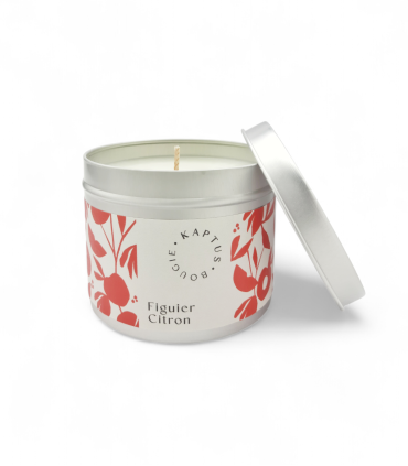 Candela in cera di soia Fico limone. Collezione Mosaico