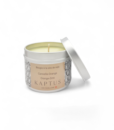 Candela in cera di soia Cannella-Arancia. Collezione viaggio