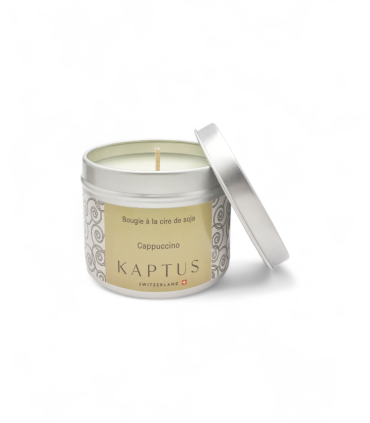 Candela in cera di soia Cappuccino. Collezione viaggio