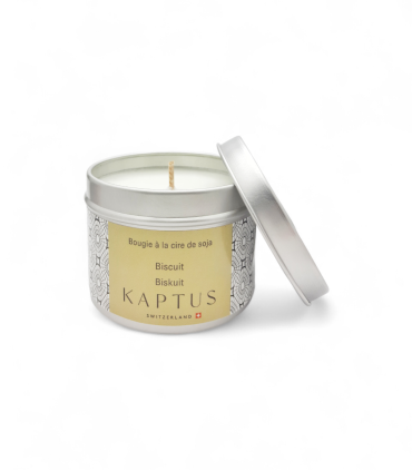 Candela in cera di soia Biscotto. Collezione viaggio